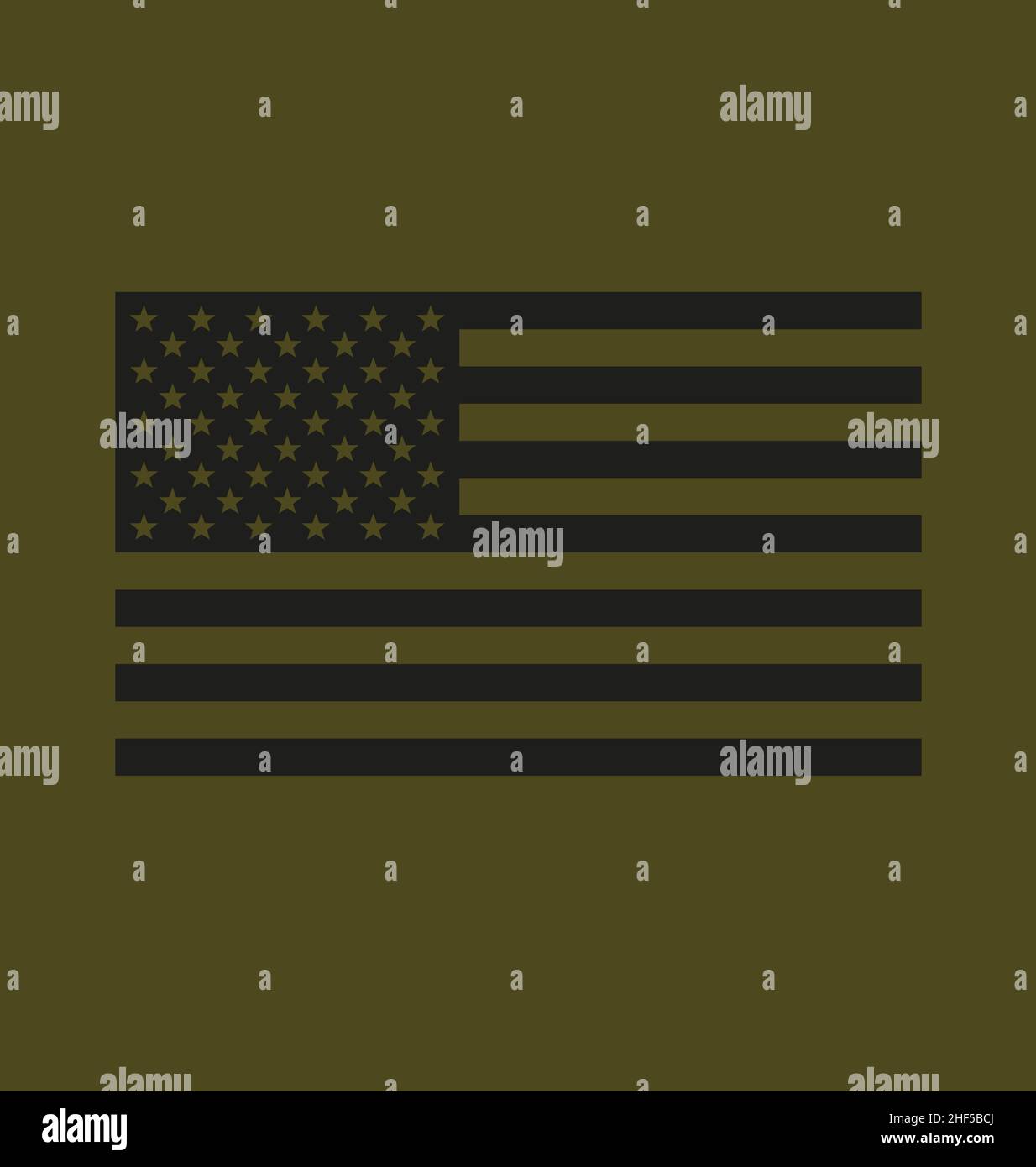 drapeau américain noir sur l'illustration du vecteur d'arrière-plan vert olive militaire Illustration de Vecteur