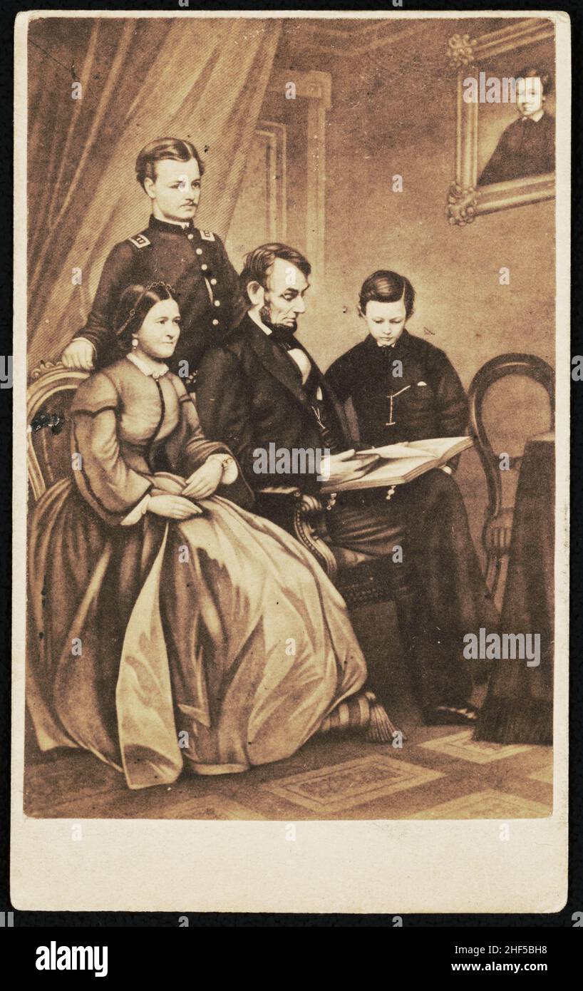 Famille Lincoln – Abraham 'Abe' Lincoln 1809-1865.Photographie de peinture par F.B.Schell.1865. Banque D'Images