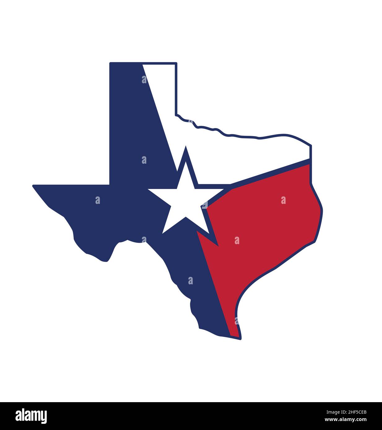 drapeau d'état stylisé texas tx en forme de carte icône symbole vectoriel isolé sur fond blanc Illustration de Vecteur