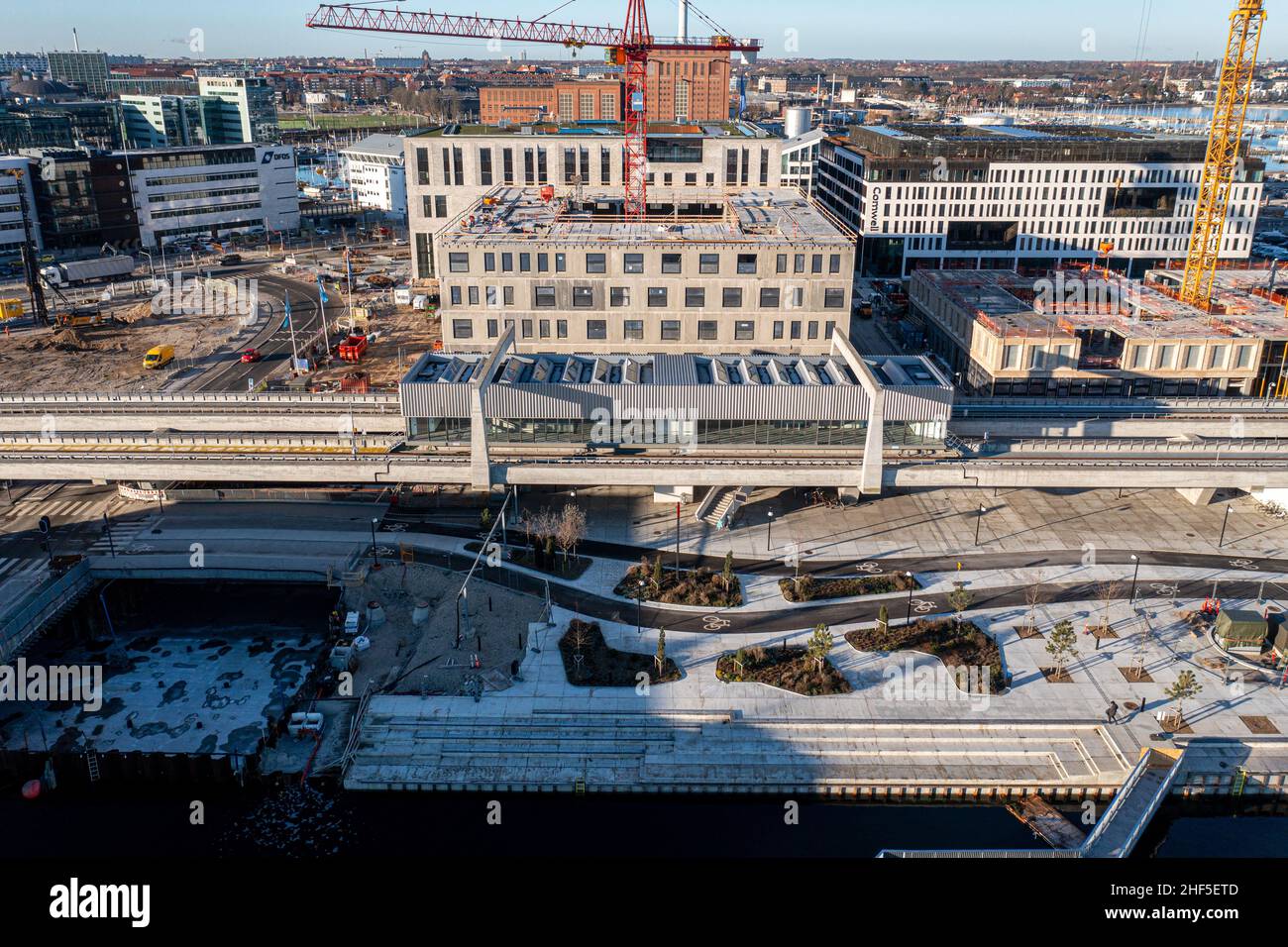 Vue aérienne de la station de métro Orientkaj à Copenhague Banque D'Images