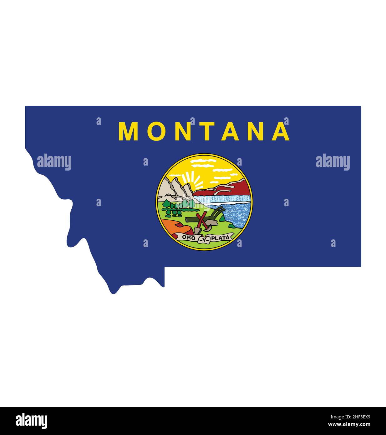 montana mt map shape silhouette avec drapeau d'état logo vecteur isoalté sur fond blanc Illustration de Vecteur