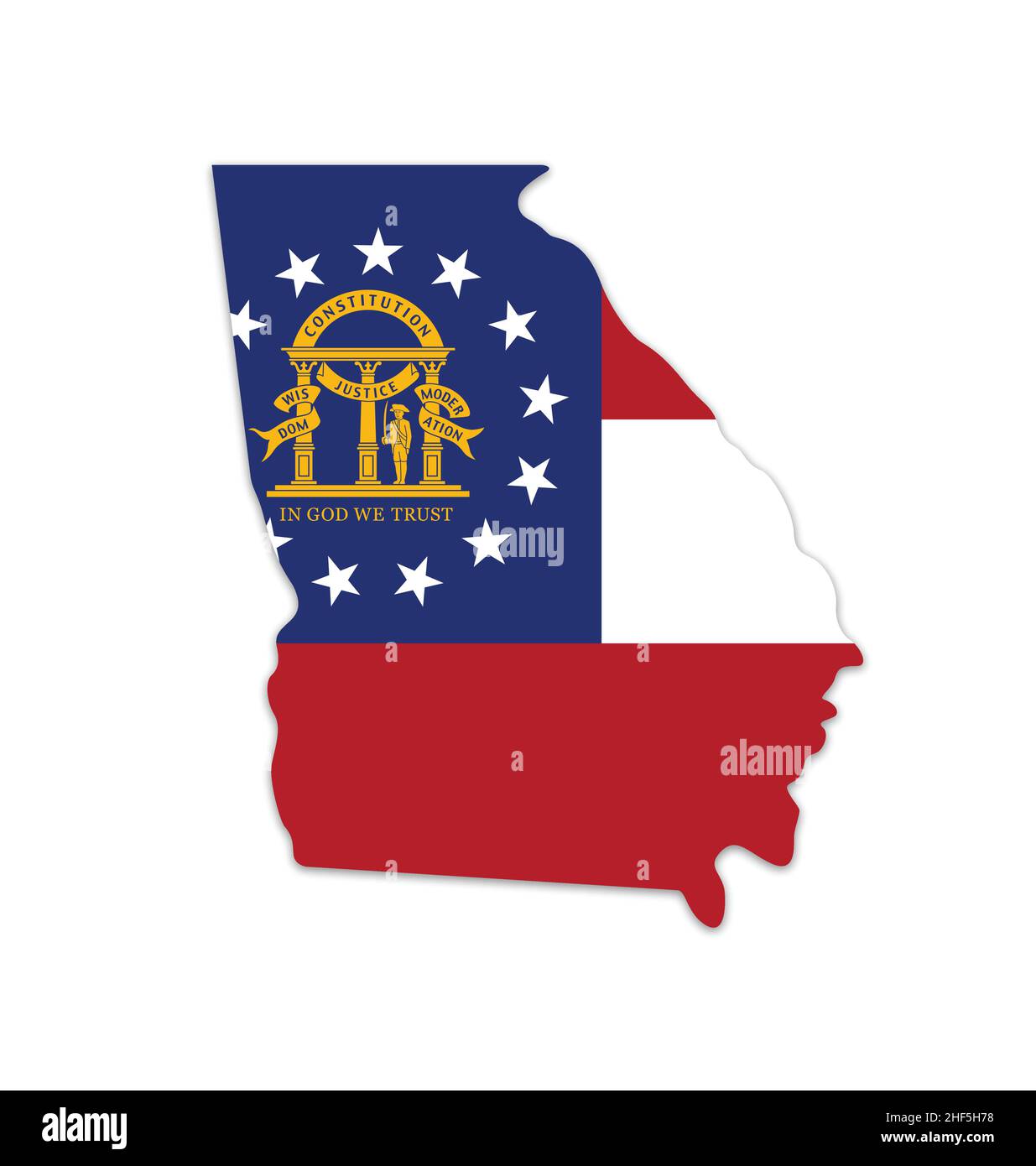 Carte de la forme de l'État de Géorgie simplifiée avec le vecteur de drapeau américain géorgien isolé sur fond blanc Illustration de Vecteur