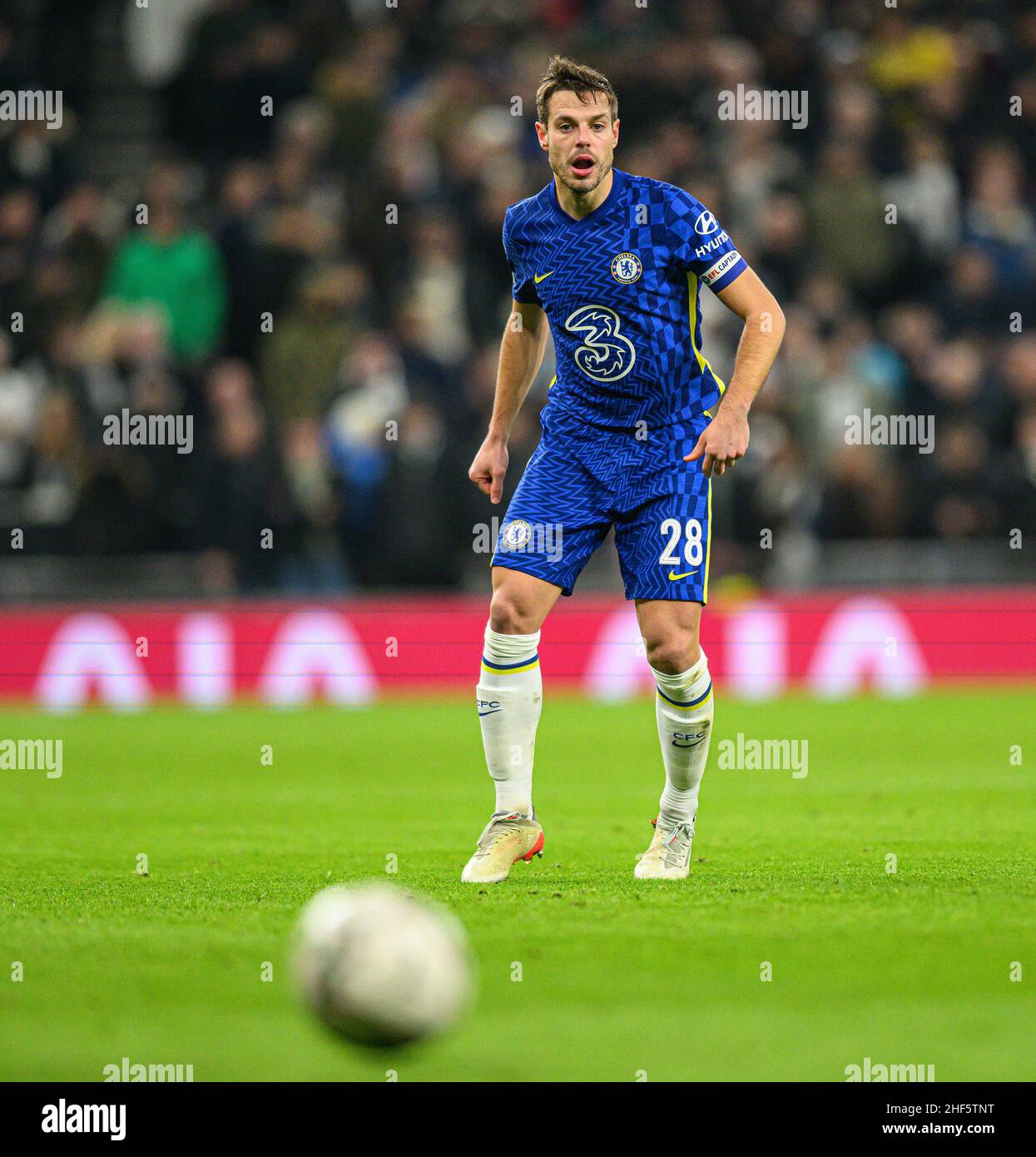 Londres, Royaume-Uni.12th janvier 2022.12 janvier - Tottenham Hotspur v Chelsea - Carabao Cup - demi-finale - deuxième étape - Tottenham Hotspur Stadium.Cesar Azpilicueta lors de la demi-finale de la Carabao Cup, deuxième match au stade Tottenham Hotspur, Londres.Crédit photo : crédit: Mark pain/Alamy Live News Banque D'Images