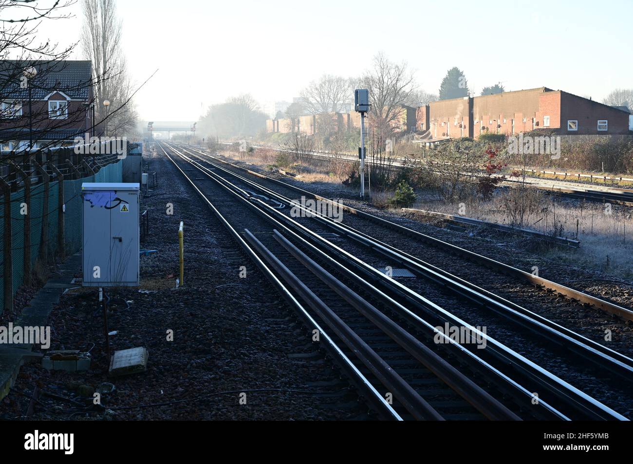 Gare de Horley à Surrey le 14 2022 janvier, par une matinée hivernale froide. Banque D'Images