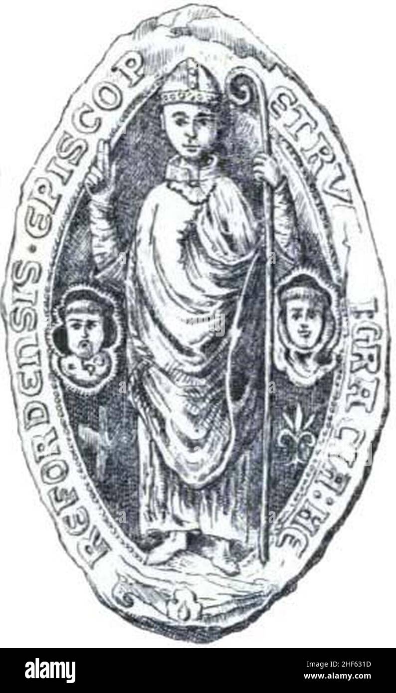 Sceau de pierre d'Aigueblanche évêque d'Hereford. Banque D'Images