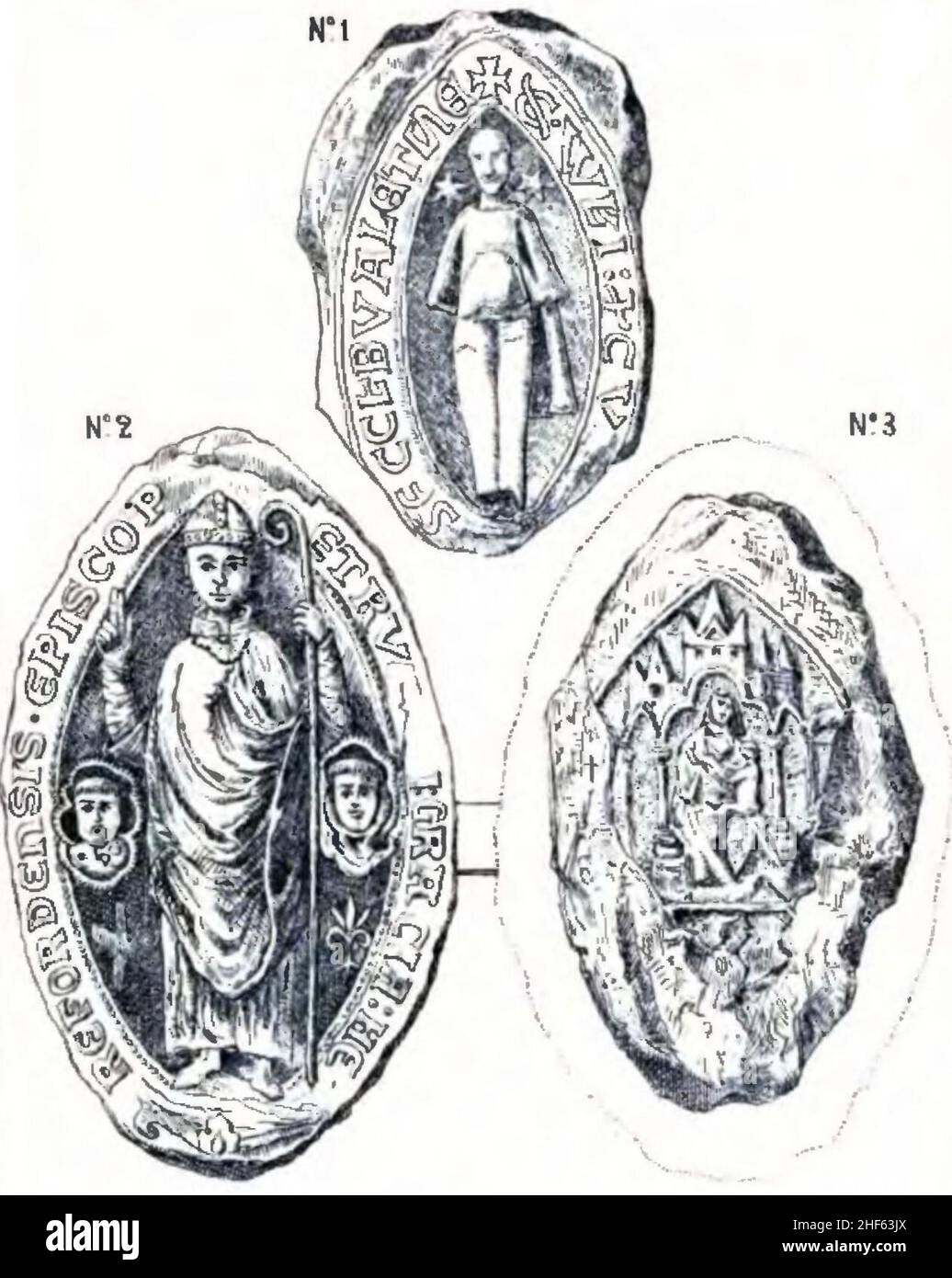 Sceaux extrait des Savoyards en Angleterre au XIIIème siècle et Pierre d’Aigueblanche évêque d’Héreford. Banque D'Images