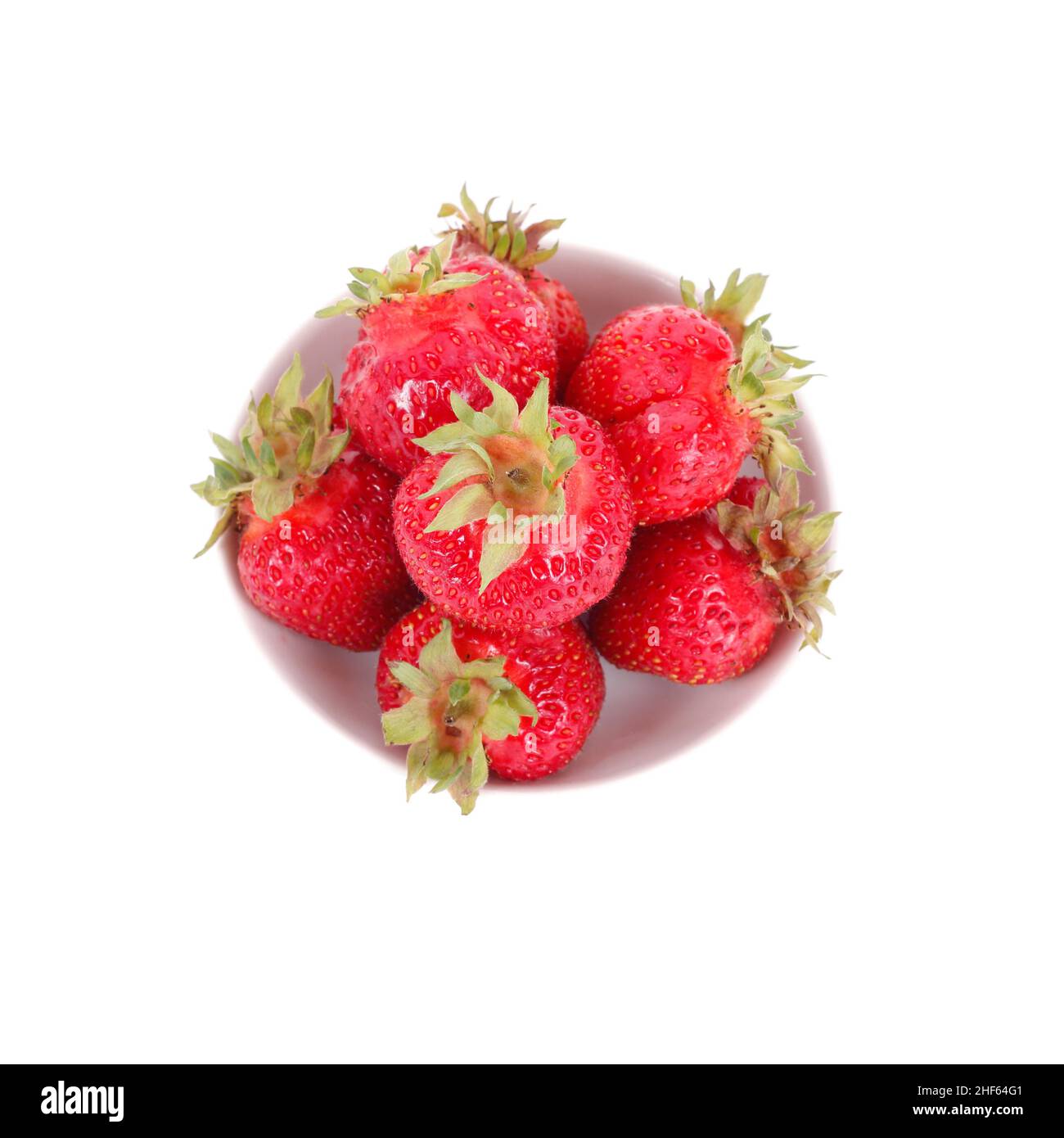 fraises dans la plaque blanche, vue de dessus Banque D'Images