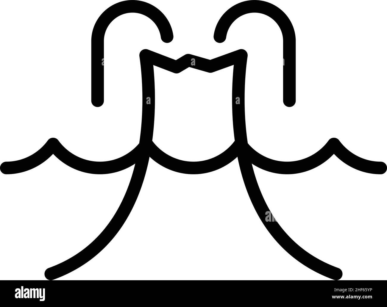 Vecteur de contour de l'icône du volcan océanique.Niveau de la mer.Changement climatique Illustration de Vecteur