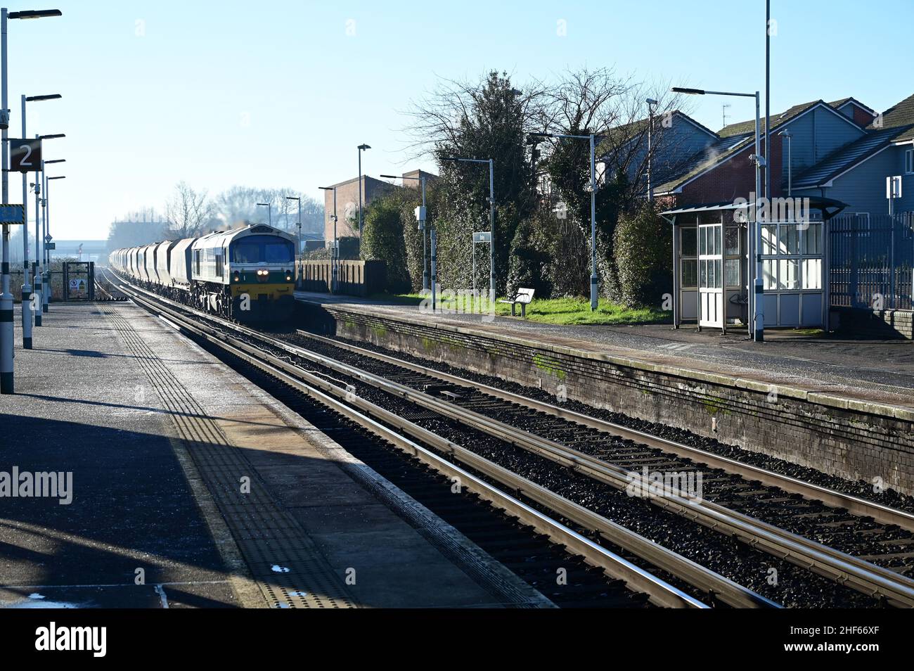 Gare de Horley à Surrey le 14 2022 janvier, par une matinée hivernale froide. Banque D'Images