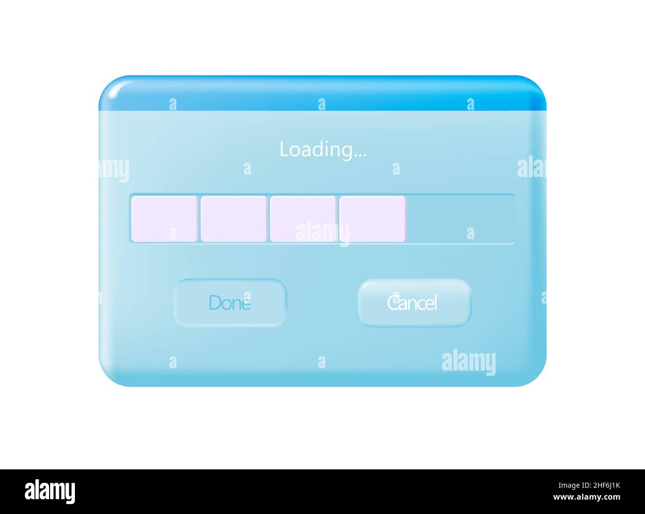 Fenêtre contextuelle de la barre de téléchargement bleue Illustration de Vecteur