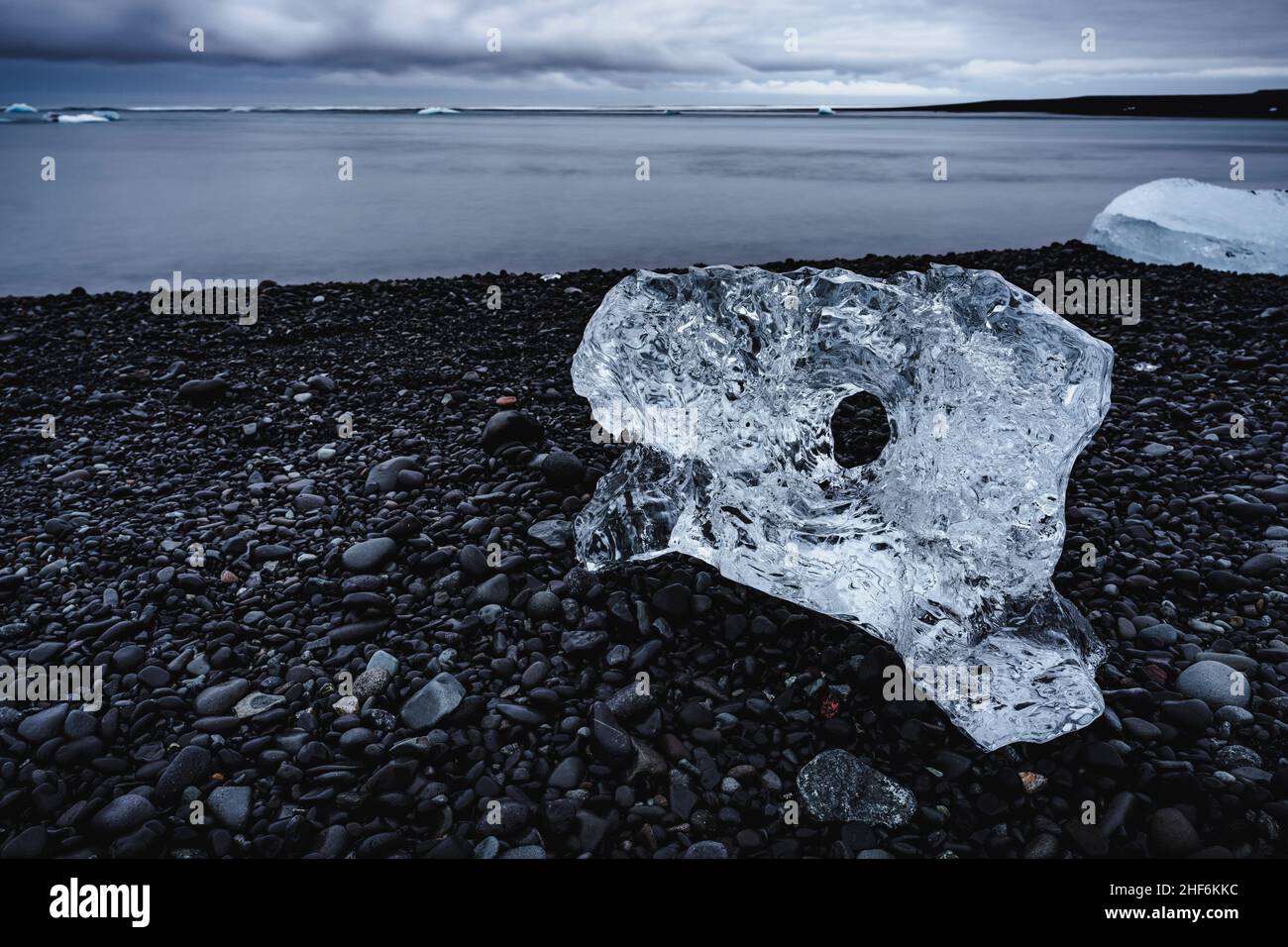 Bloc de glace, Diamond Beach, Islande Banque D'Images