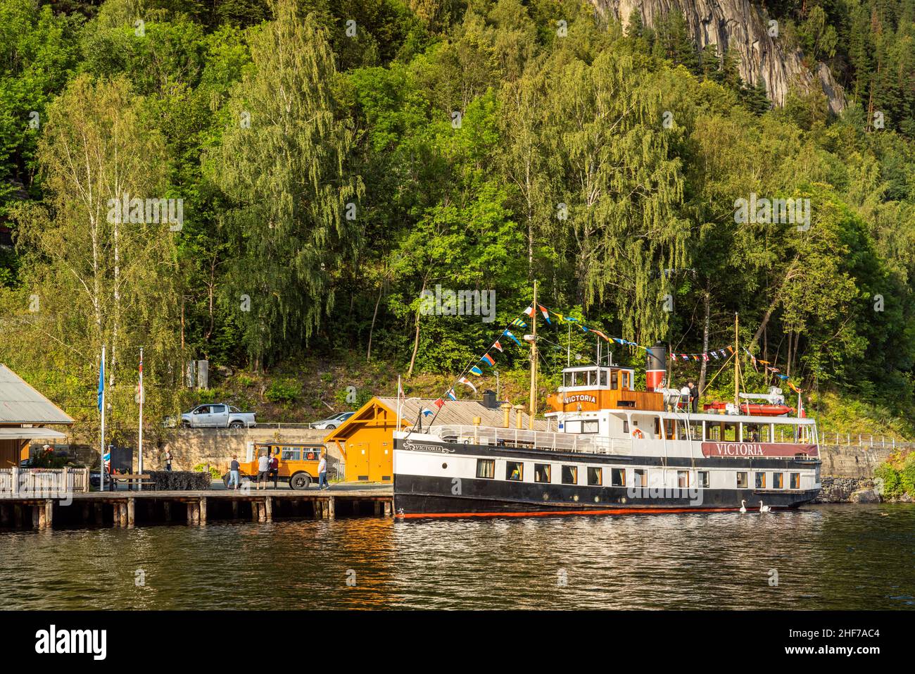 Vapeur Victoria à Dalen sur le canal du Telemark, lac Bandak, Vestfold og Telemark, Norvège Banque D'Images