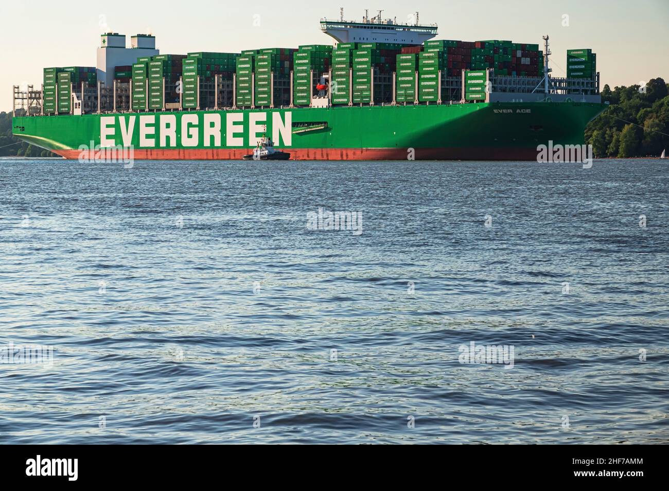 Cargo de conteneurs, Elbe, Hambourg-Brnkenese Banque D'Images