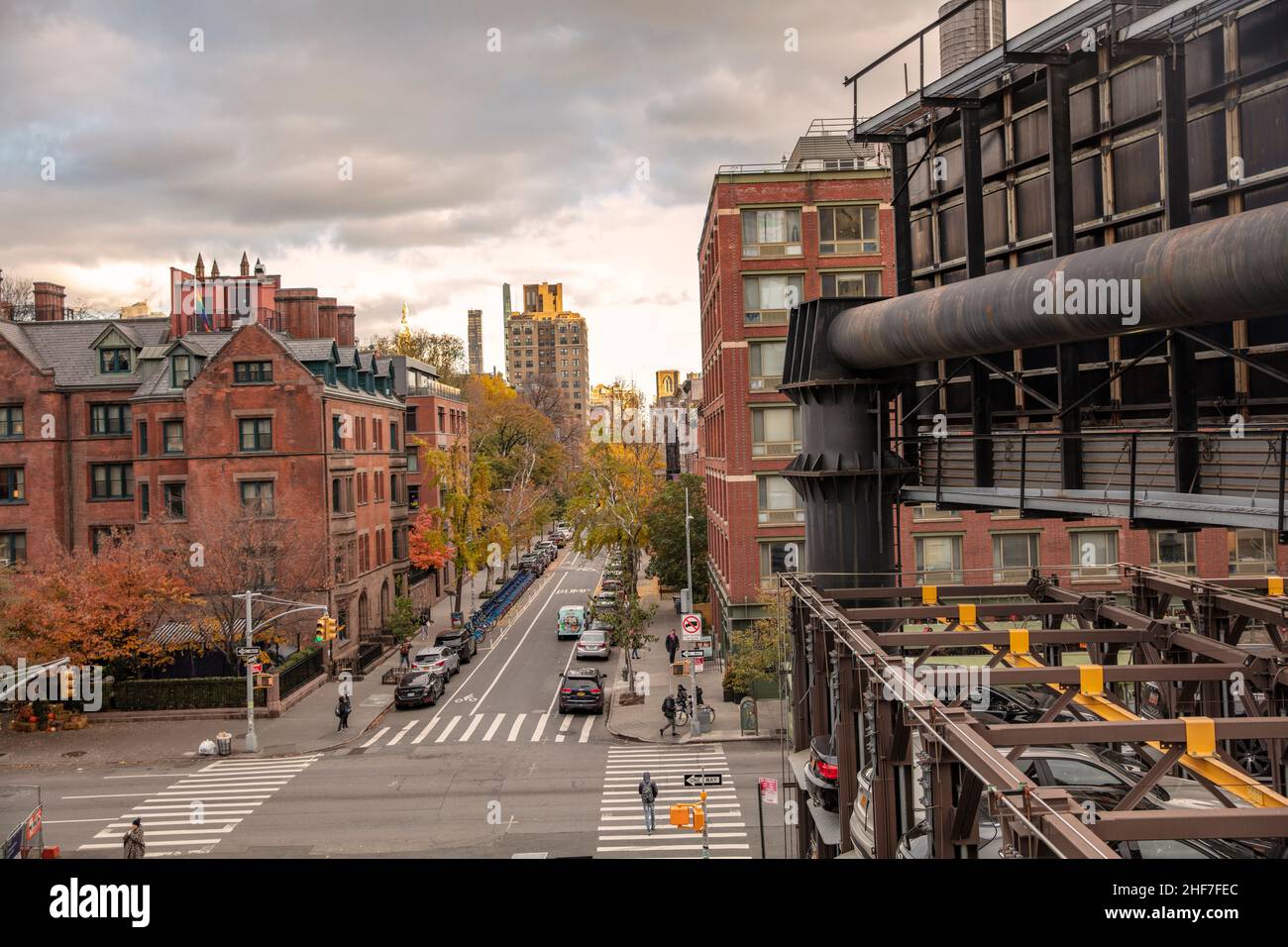 États-Unis, New York City, Manhattan, Greenwich Village, Meetpacking District,bâtiments en brique, scène de rue Banque D'Images