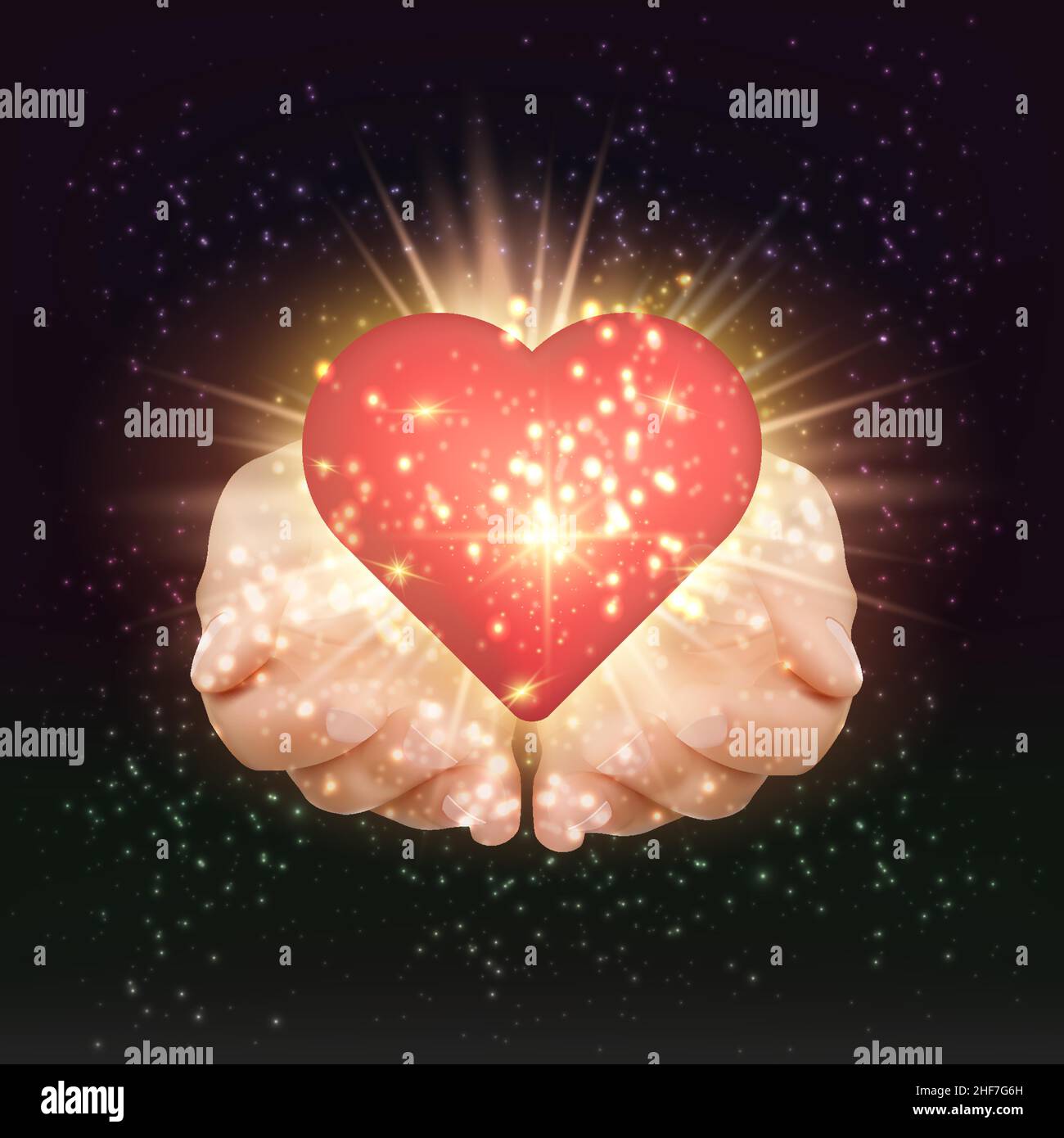 Mains tenant un coeur rouge.L'amour et le concept de famille de la Saint-Valentin mondiale.Journée mondiale de la santé.Journée internationale de la famille. Illustration de Vecteur