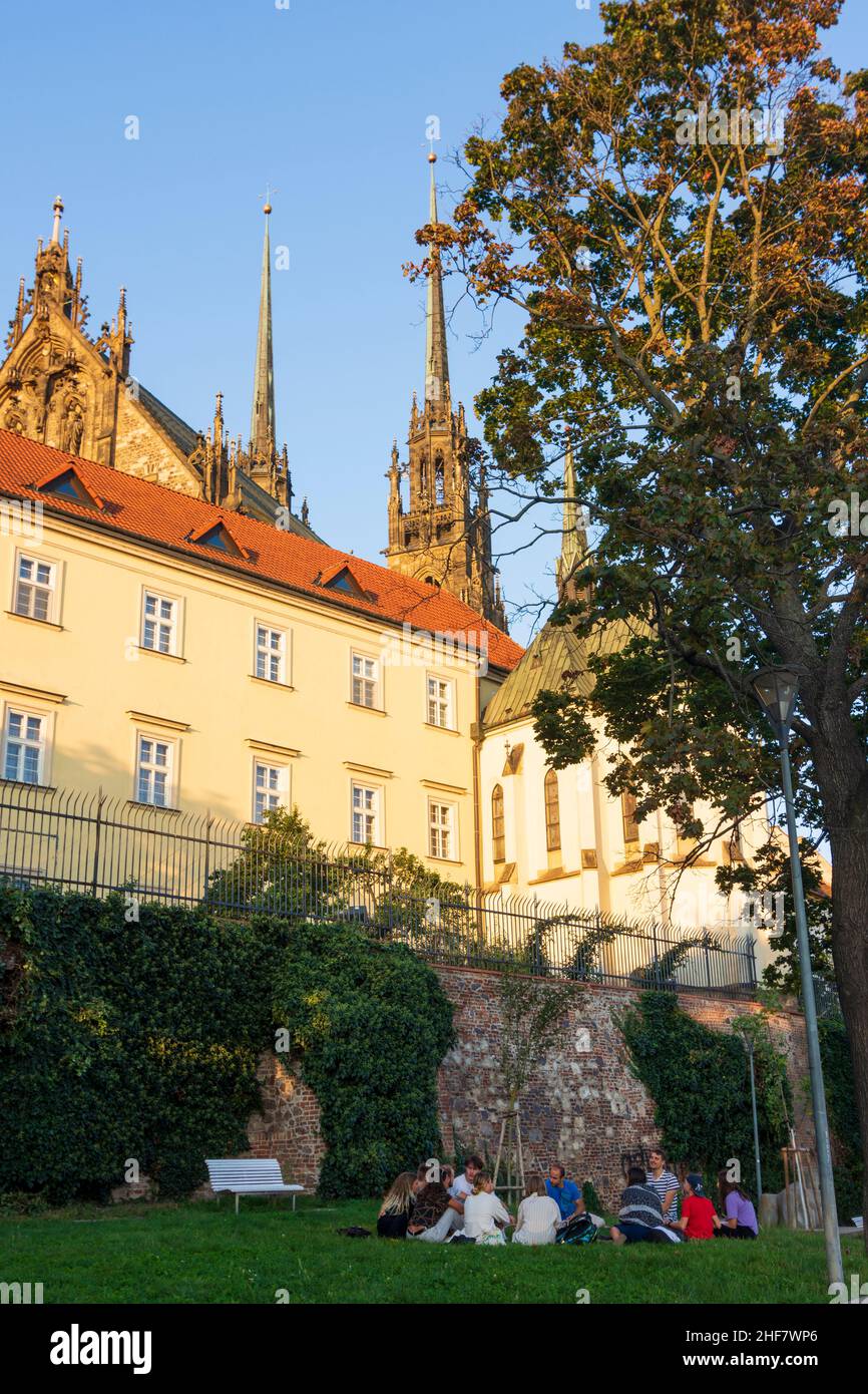 Brno (Brünn), Jardins Denis (Denisovy sady), Cathédrale Saint-Pierre et Paul à Jihomoravsky, Moravie du Sud, Südmähren, Tchèque Banque D'Images