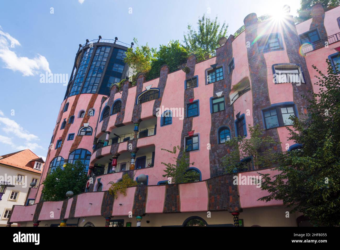 Magdebourg, maison de Grüne Zitadelle (citadelle verte) par l'artiste Hundertwasser à Sachsen-Anhalt, Saxe-Anhalt, Allemagne Banque D'Images