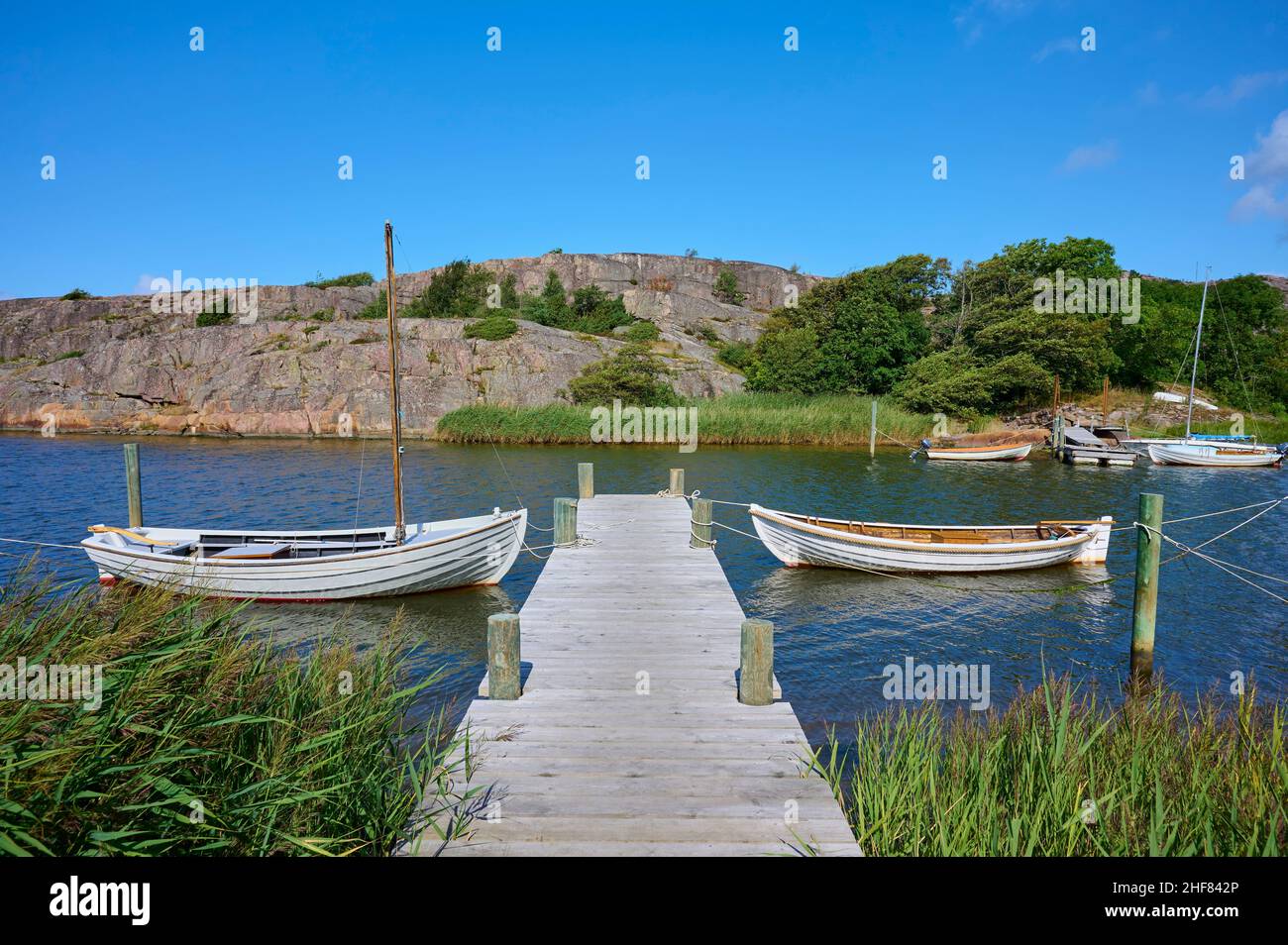 Archipel, promenade, bateaux, été, Fjällbacka,Bohuslän, Västra Götalands län, Vastra Gotaland, Suède Banque D'Images