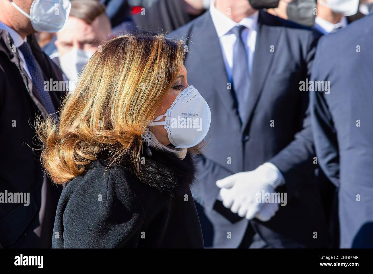 Rome, Italie.14th janvier 2022.Maria Elisabetta Alberti Casellati assiste à la funérailles d'État de David Sassoli, ancien président du Parlement européen.La cérémonie funèbre du regretté président du Parlement européen David Sassoli à la basilique de Santa Maria degli Angeli e dei Martiri.(Photo de Stefano Costantino/SOPA Images/Sipa USA) Credit: SIPA USA/Alay Live News Banque D'Images