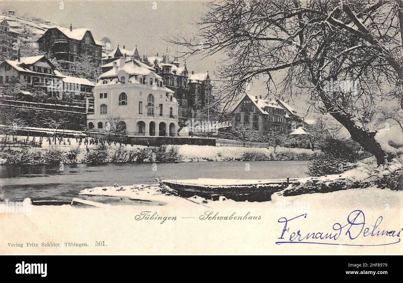 Schwabenhaus im Winter (AK 501 F Schuler 1905). Banque D'Images