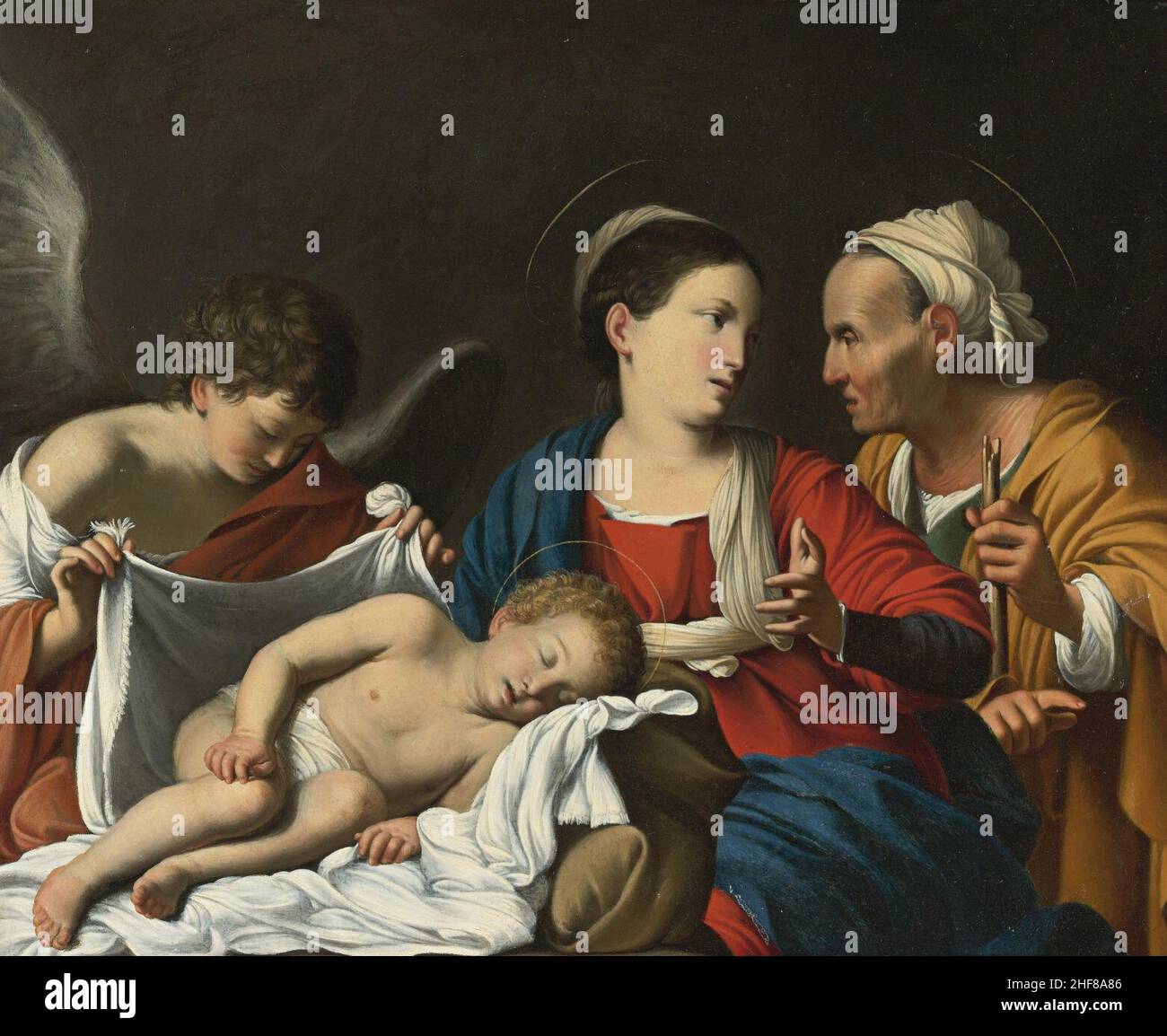 Carlo Saraceni (1579-1620) et le studio de la Vierge et l'Enfant avec sainte Anne. Banque D'Images
