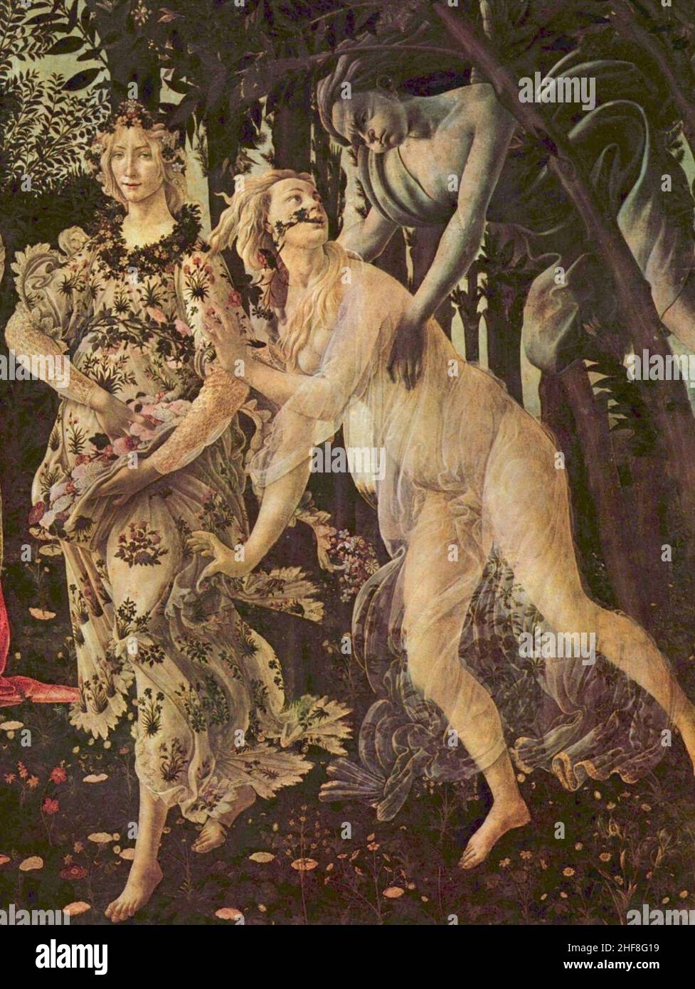 Sandro Botticelli (Primavera) Chloris et Zephyrus font de la flore. Banque D'Images