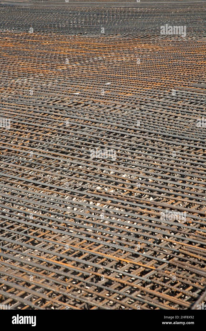 Armouing sur le chantier de construction pour stabiliser le fondement en fer Banque D'Images