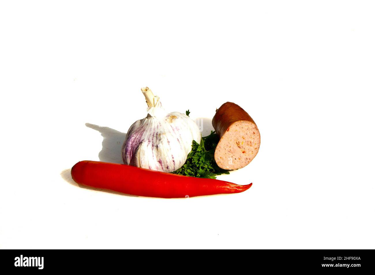 de délicieuses saucisses faites à la main par le boucher avec une recette traditionnelle Banque D'Images