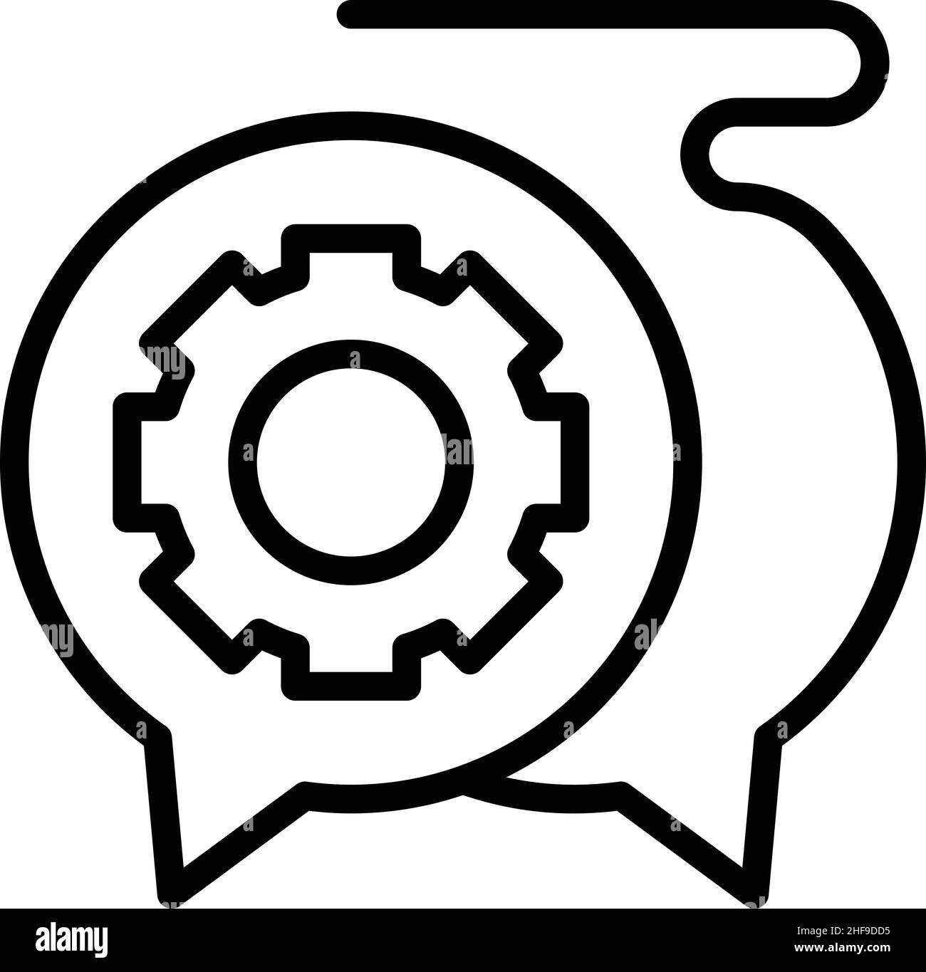 Vecteur de contour de l'icône de prise en charge de l'engrenage.Appel client.Centre d'aide Illustration de Vecteur