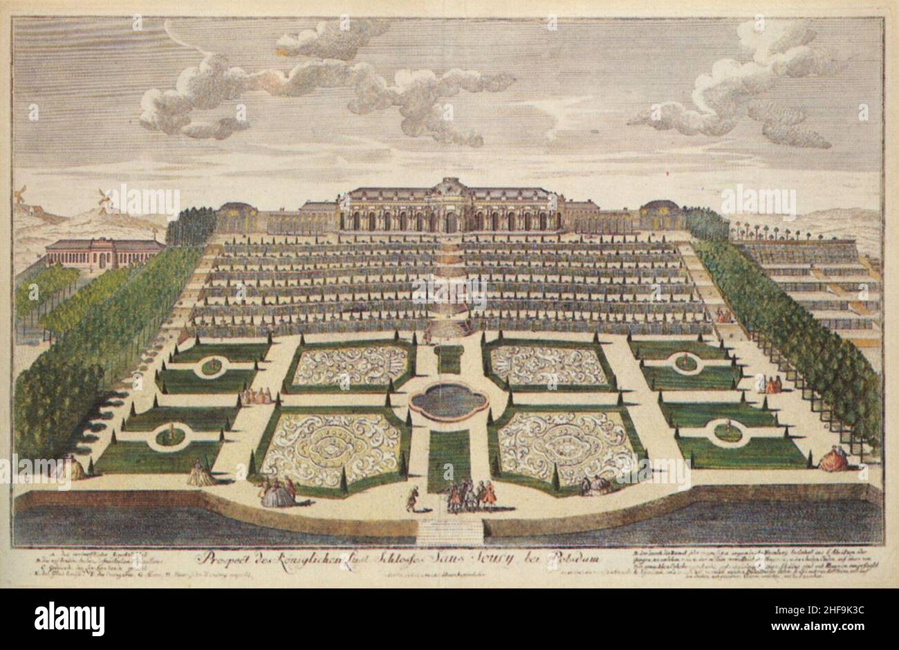 Schleuen, Johann David - Potsdam, Schloss Sanssouci mit Terrassen - ca.1760. Banque D'Images