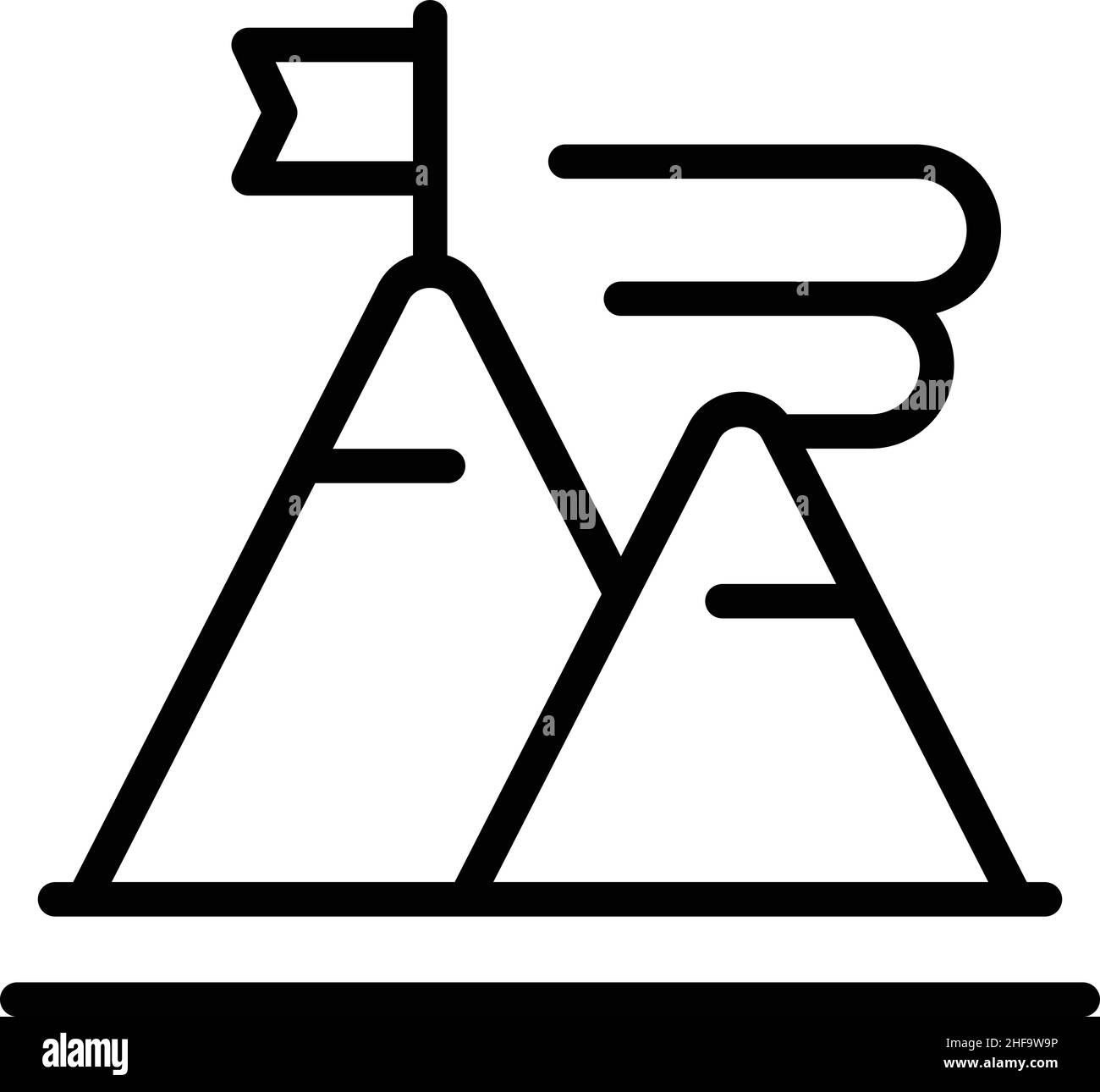 Vecteur de contour d'icône de cible de montagne.Confiance de l'entreprise.Soins humains Illustration de Vecteur