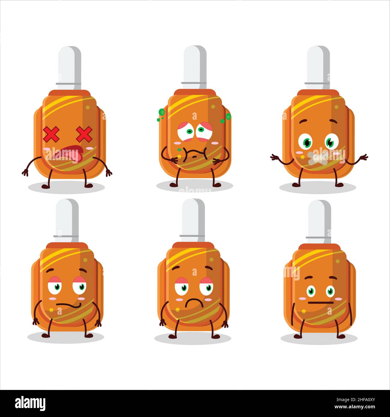 Caractère de dessin animé de stylo de correction orange avec expression de corde.Illustration vectorielle Illustration de Vecteur