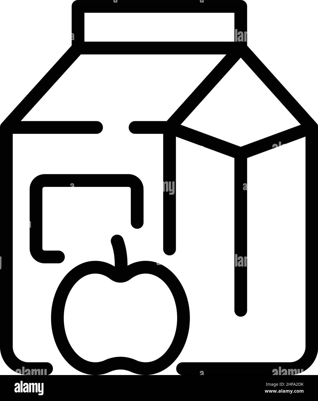 Vecteur de contour d'icône de jus de pomme.Éclaboussures de fruits.Boisson alimentaire Illustration de Vecteur