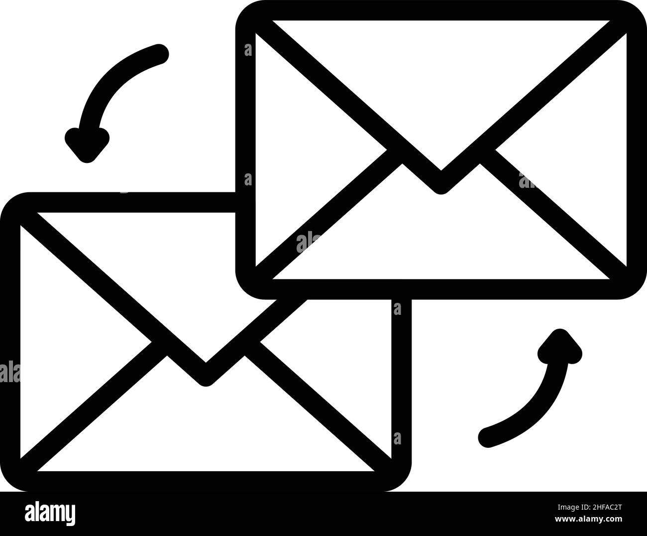 Vecteur de contour de l'icône d'envoi de courrier.Livraison croisée.Médias sociaux Illustration de Vecteur