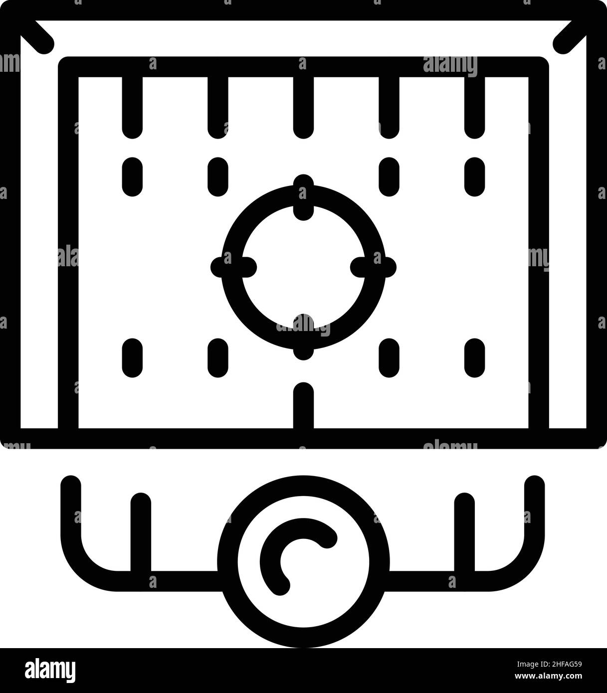 Vecteur de contour d'icône de cible de jeu vidéo.Poitrine fendue.Machine casino Illustration de Vecteur