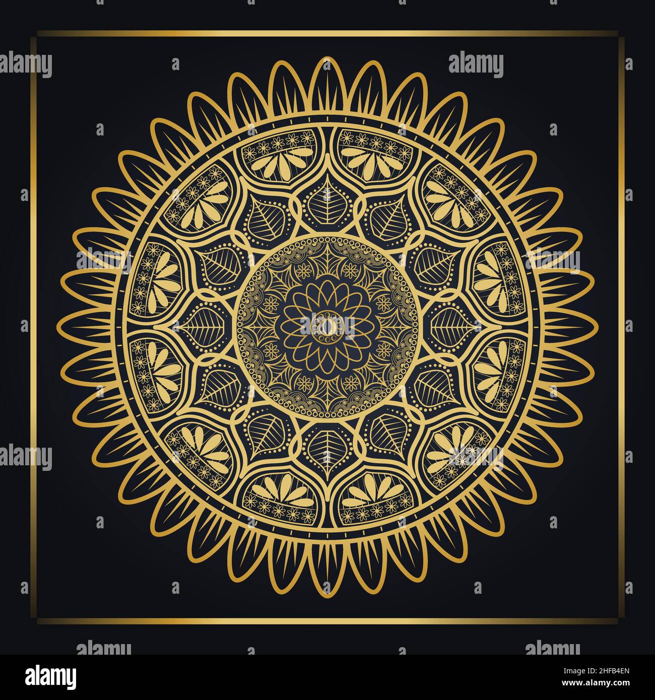 Luxe et Royal ornemental Mandala Design en couleur dorée avec le fond Illustration de Vecteur