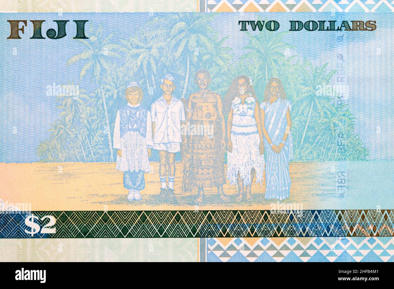 Fijian famille de cinq de l'argent - dollars Banque D'Images