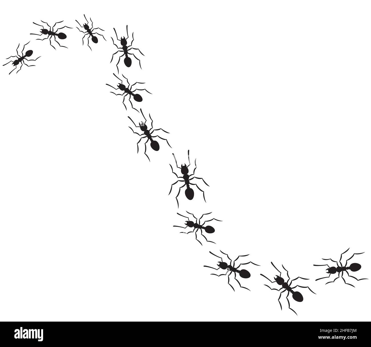ANTS se déplaçant dans une illustration vectorielle de ligne Illustration de Vecteur