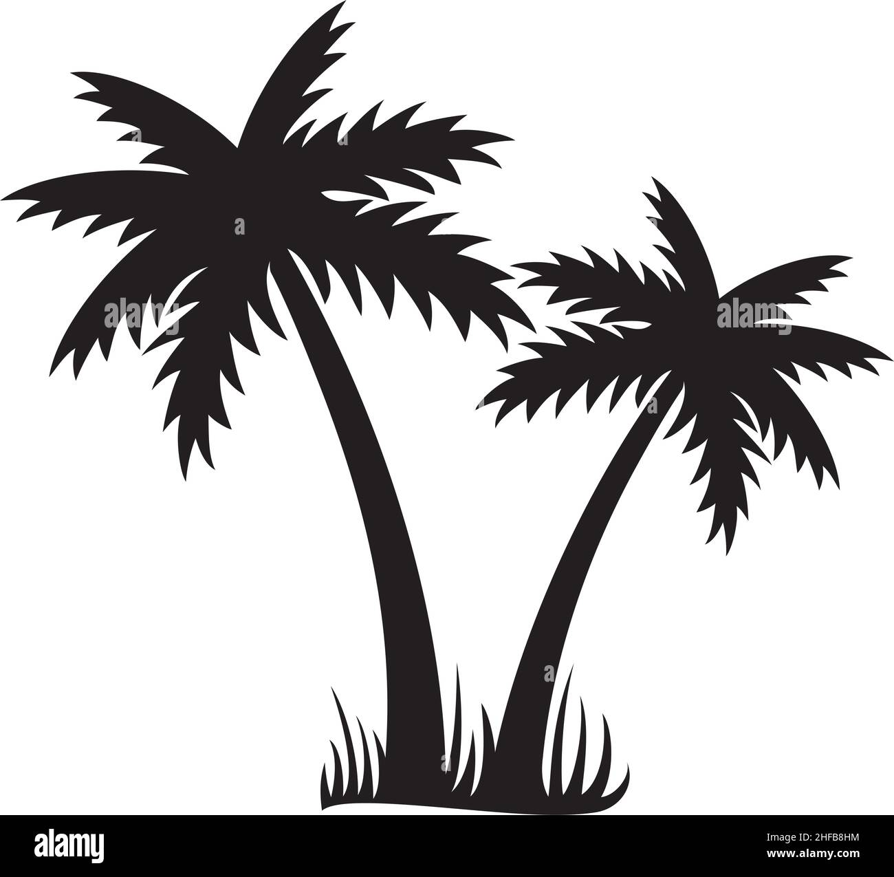 Illustration vectorielle noir et blanc à deux palmiers Illustration de Vecteur