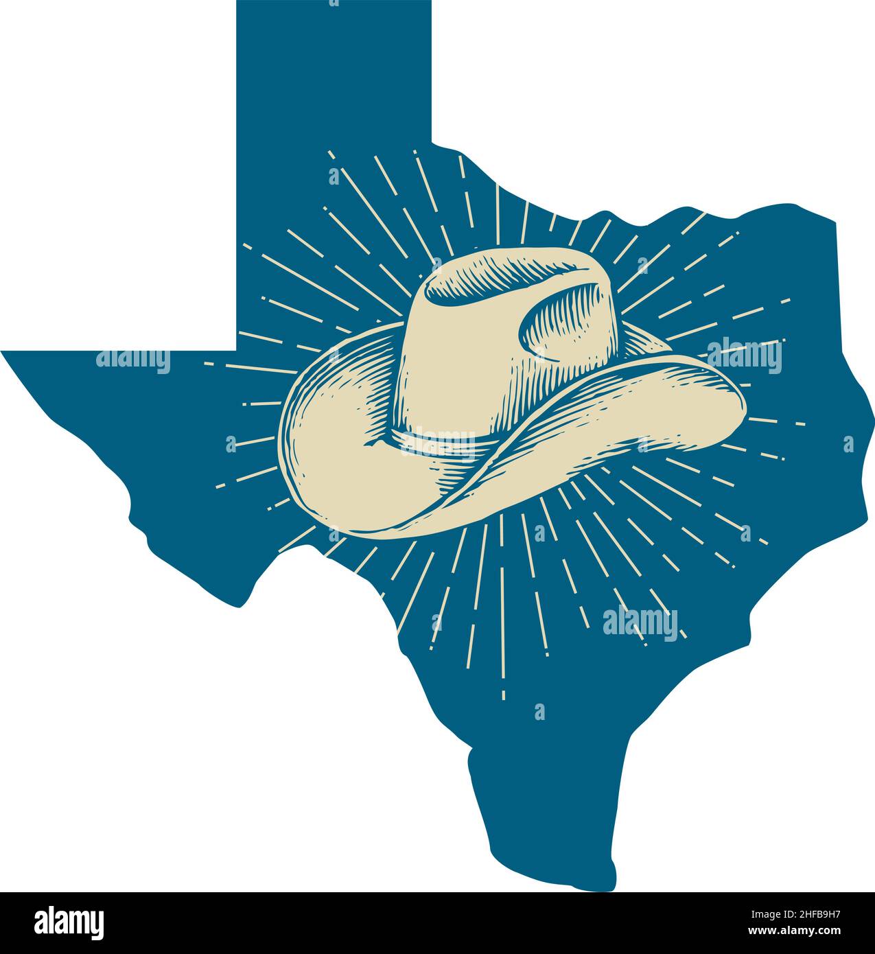 Carte du Texas et illustration vectorielle de la conception d'un chapeau de cow-boy Illustration de Vecteur
