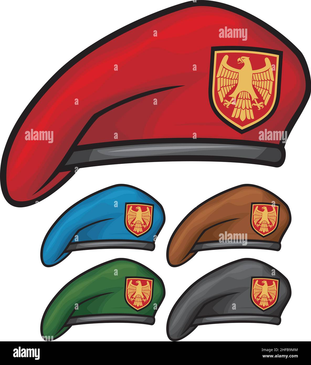 Illustration vectorielle de la collection de beret militaire Illustration de Vecteur