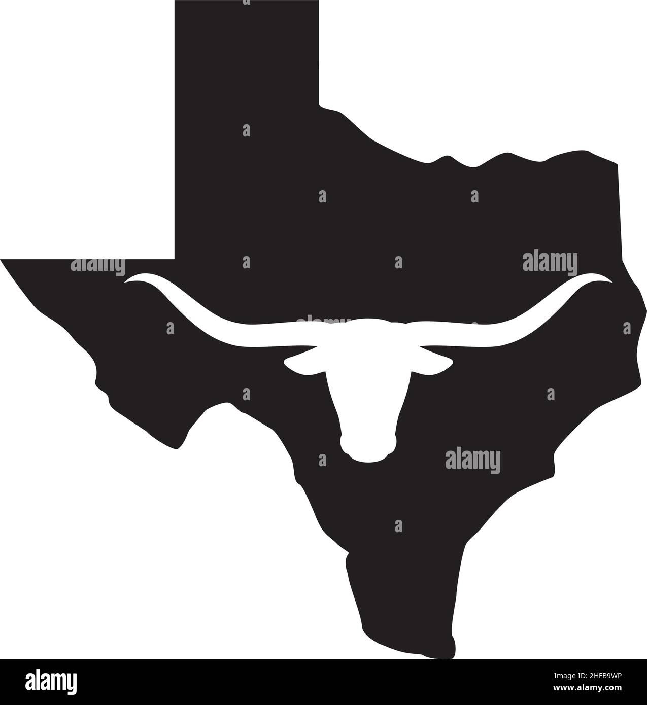 Carte du Texas et illustration du vecteur longhorn Illustration de Vecteur