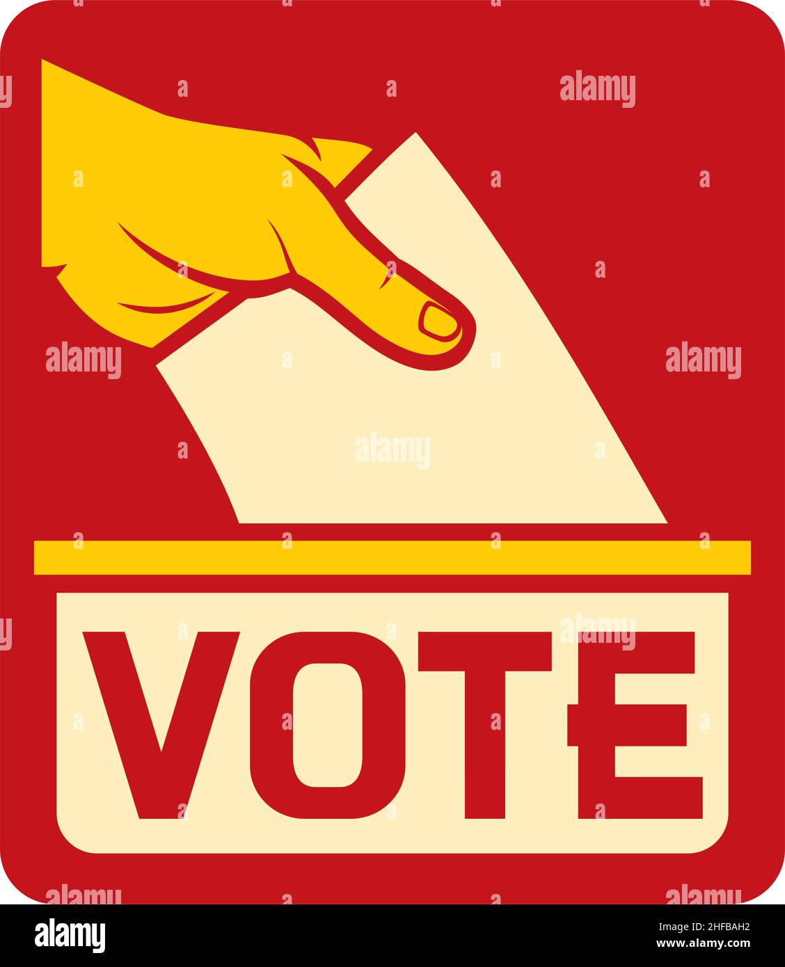 Étiquette de vote (mise manuelle d'un bulletin de vote dans une case).Illustration vectorielle. Illustration de Vecteur