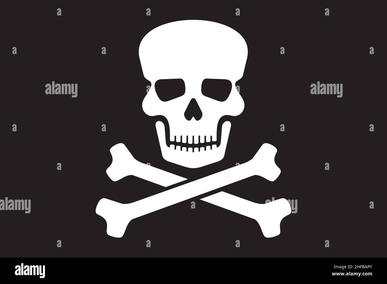 Tête de mort du drapeau pirate et os croisés (Jolly roger).Illustration vectorielle. Illustration de Vecteur