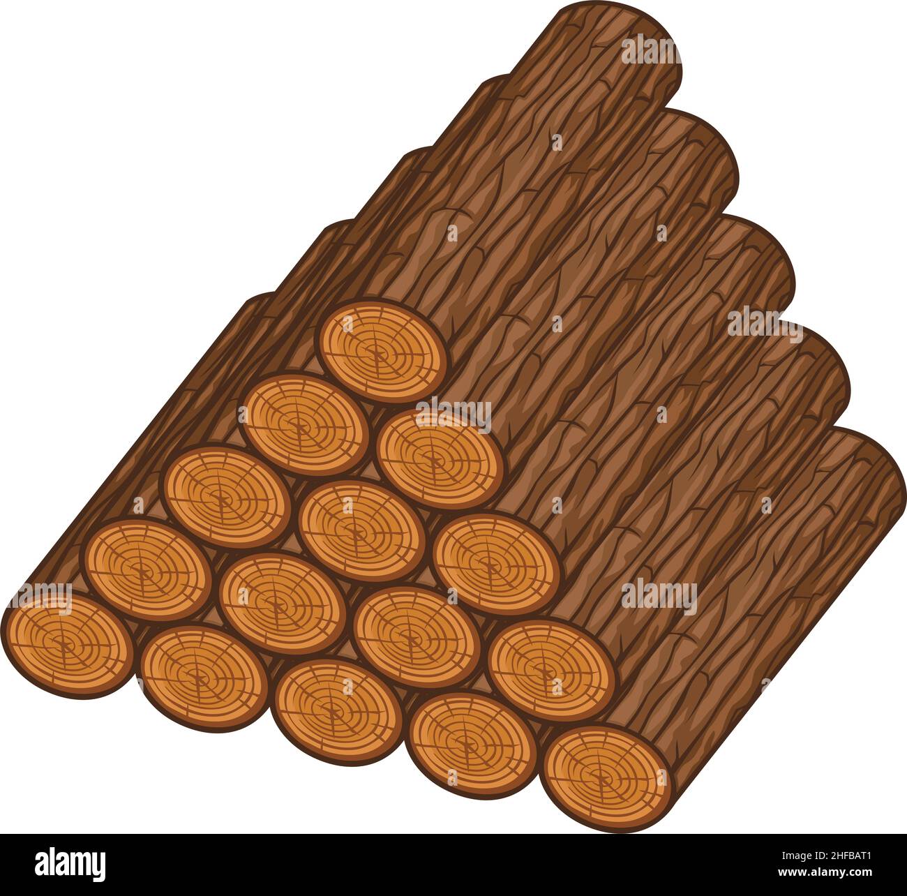 Illustration vectorielle d'une pile de grumes en bois Illustration de Vecteur