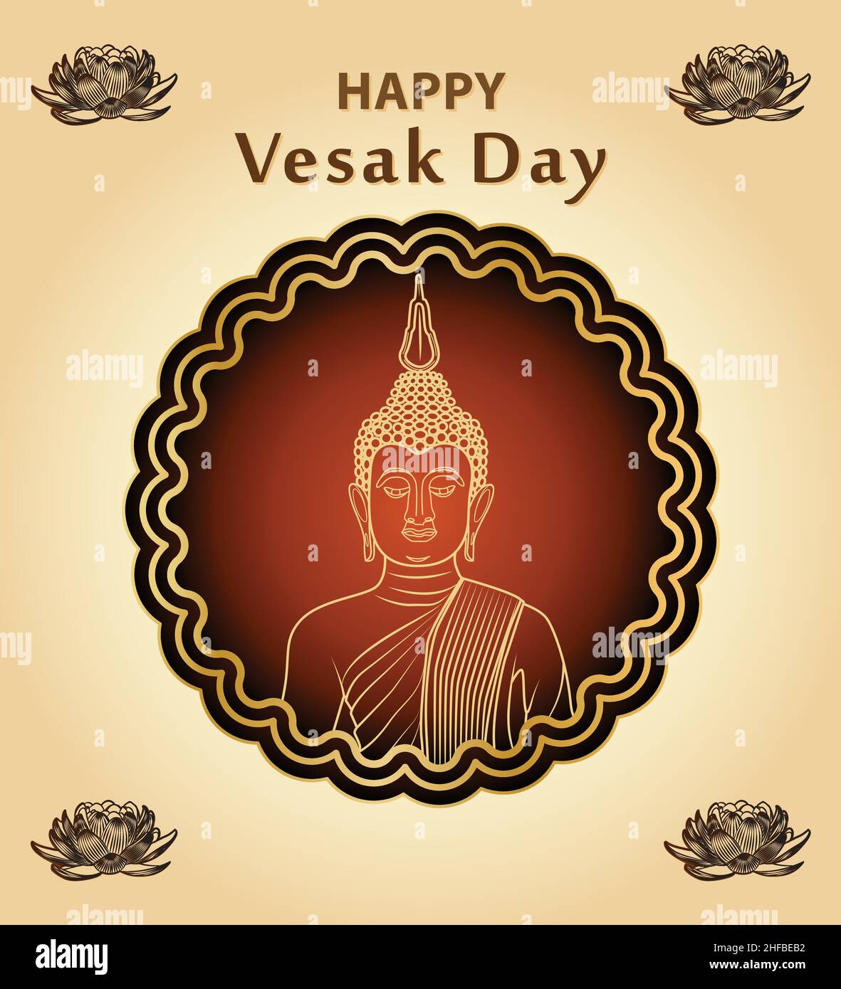 Bannière Vesak Day avec Bouddha Gautama et vecteur d'affiche de fleur de lotus Illustration de Vecteur
