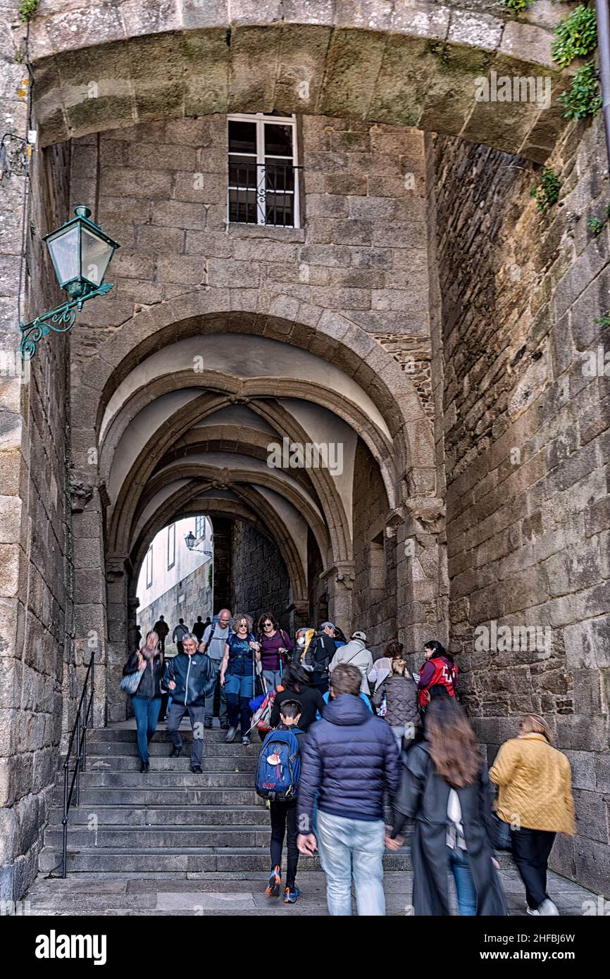 Arco que conecta la plaza de la inmaculada con la plaza del obradoiro Banque D'Images