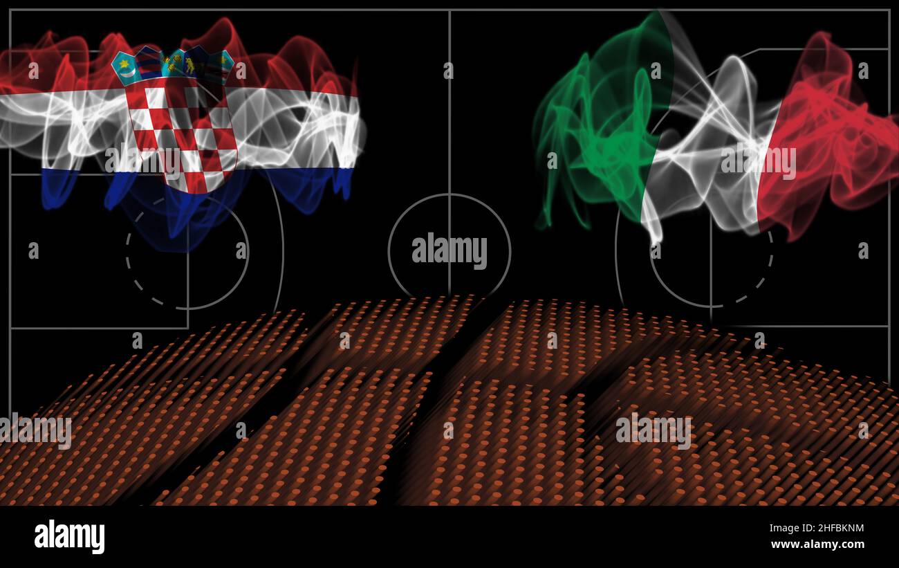 Croatie contre Italie Basketball, drapeau de la fumée, jeu de sport Banque D'Images