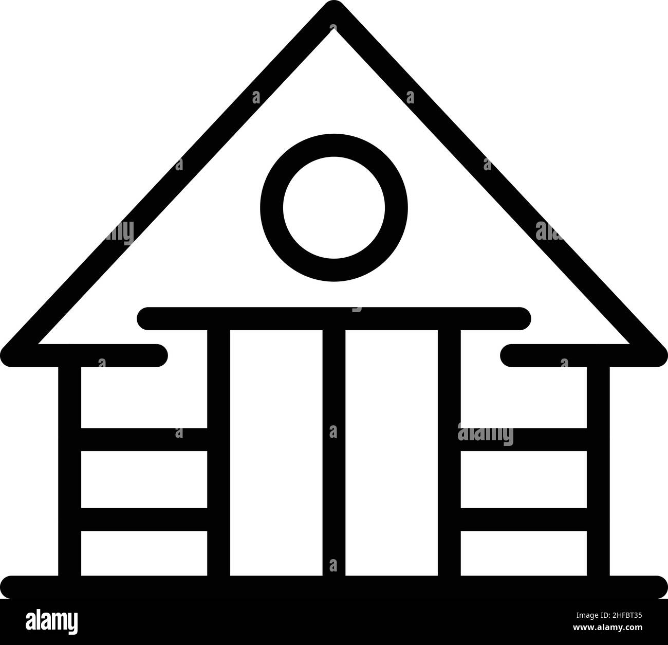 Scène bungalow icône vecteur de contour.Villa d'été.Maison de l'île Illustration de Vecteur