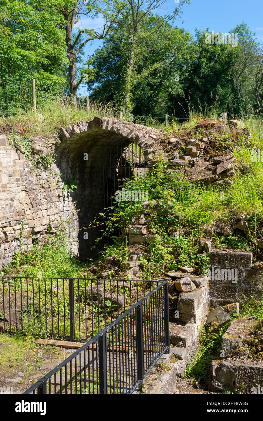 Des ruines excavées du « moulin à bois » de Samuel Oldknow, près de Marple, dans le Grand Manchester, en Angleterre. Banque D'Images